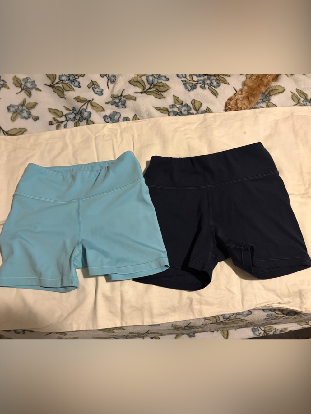 2 pairs of Athleta Girl Light and Dark Blue Chit Chat Shorts